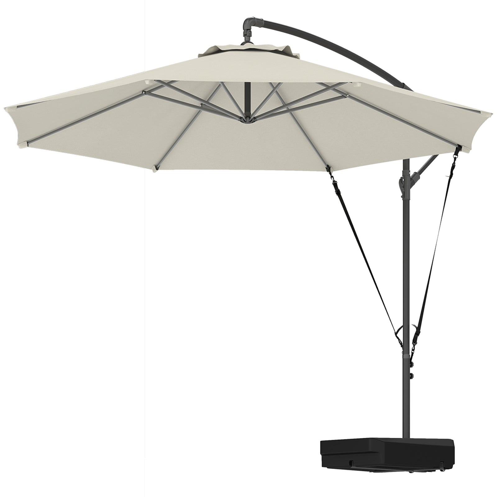 Garden Cantilever Parasol W/ Cover Weighted Base Wind Strap | Cream