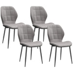 Dining Chairs Set Of 4, Flannel Upholstered Kitchen Chairs | Light Slate Gray