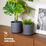 22cm Round Plant Pot Set Of 2 - Matt Grey