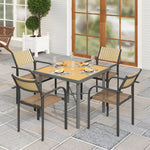 90cm Square Garden Table, Wood Effect, Metal Frame