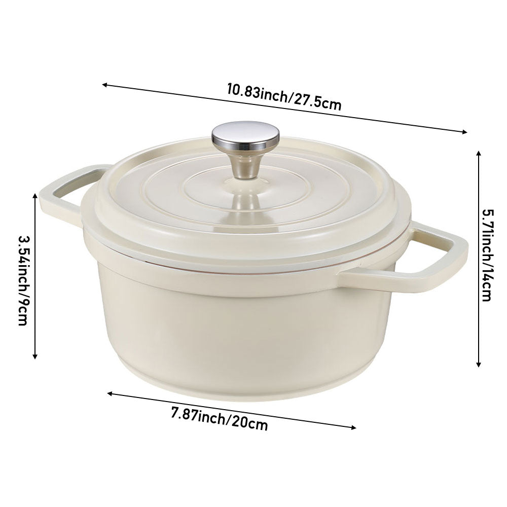 2.75l Enameled Cast Aluminium Dutch Oven With Lid | Cream