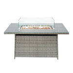 8 Seater Rattan Furniture Set With Firepit | Grey