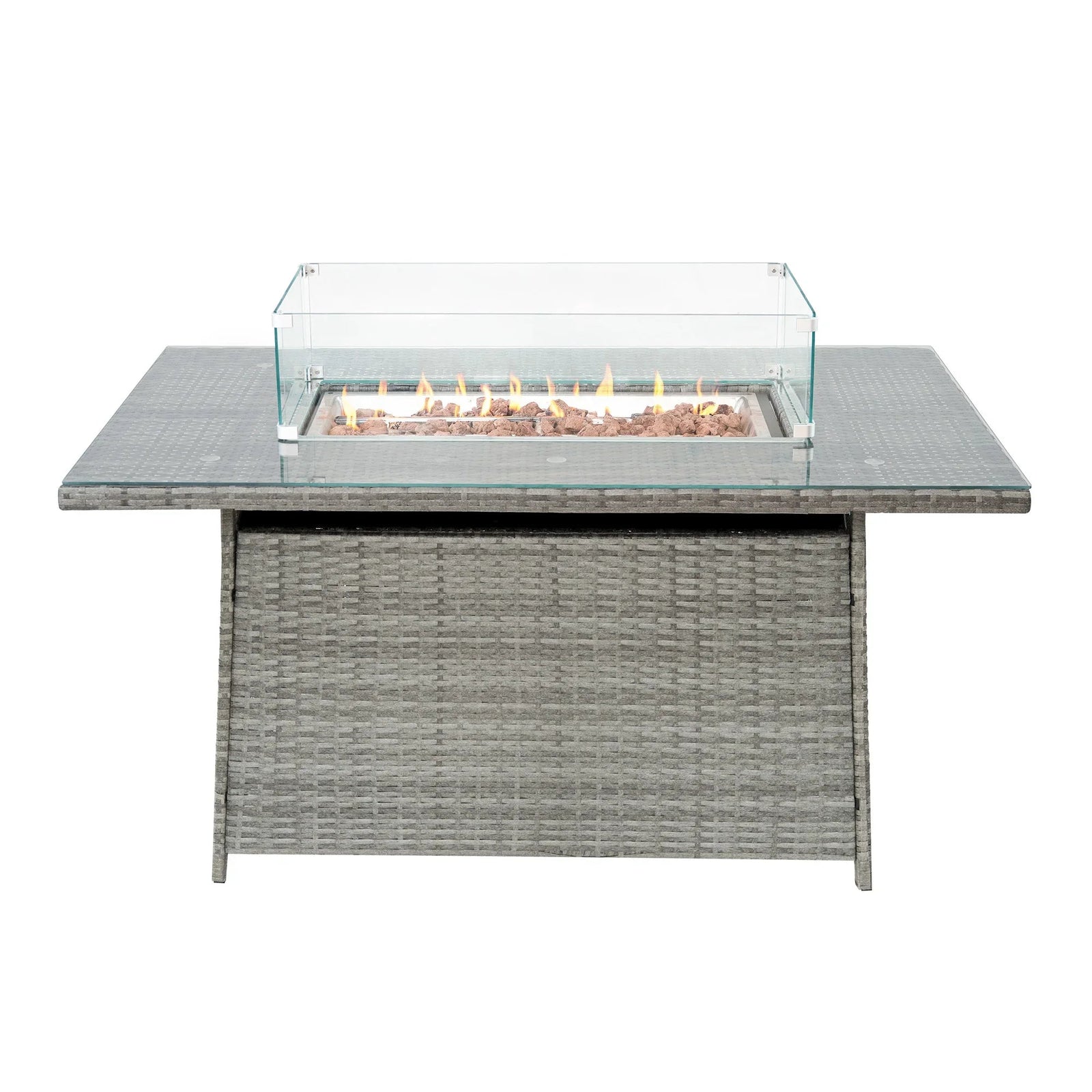8 Seater Rattan Furniture Set With Firepit | Grey