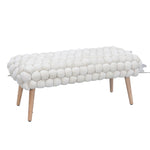 Cushla Bubbly Velvet Large Footstool | Cream