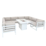 Modular Garden Furniture Set With Fire Pit | White