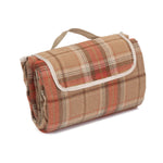 Burnt Orange Fleece Tartan Picnic Blanket
