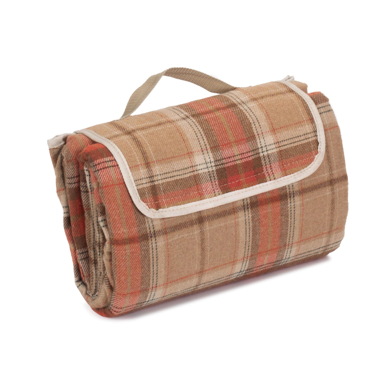 Burnt Orange Fleece Tartan Picnic Blanket