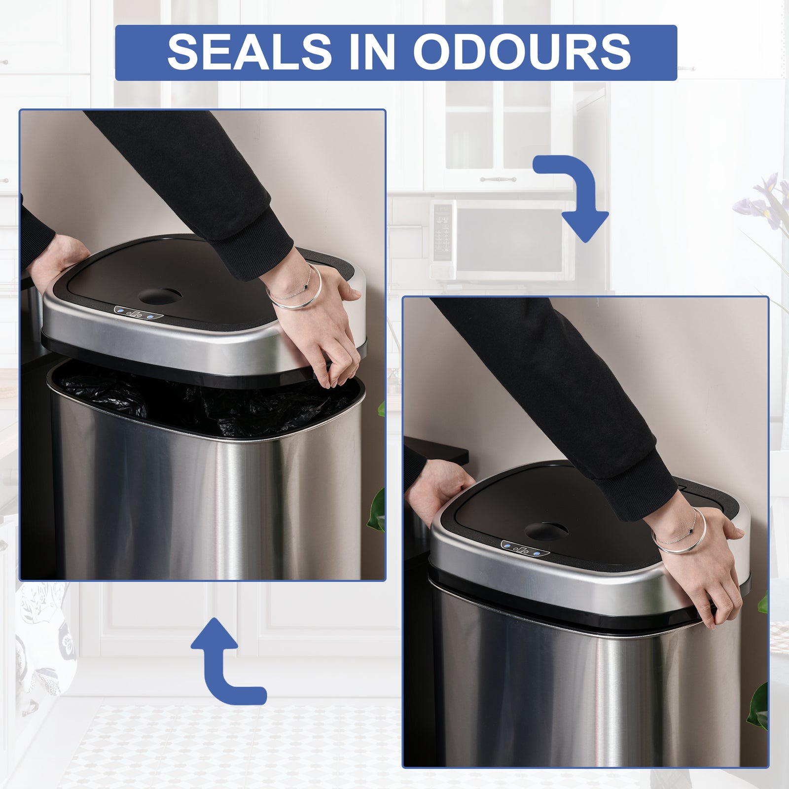 58/48l Sensor Dustbin Touchless Automatic Stainless Steel | Medium | Brown