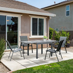 Outsunny Rectangular Extendable Outdoor Dining Table For 4-6, Grey