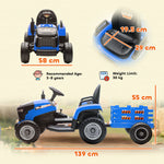 Ride On Tractor And Trailer, 12v Electric Ride On Tractor | Blue