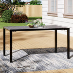 Rectangular Wood Effect Garden Dining Table With Parasol Hole Grey - 150w X 90d X 72h Cm