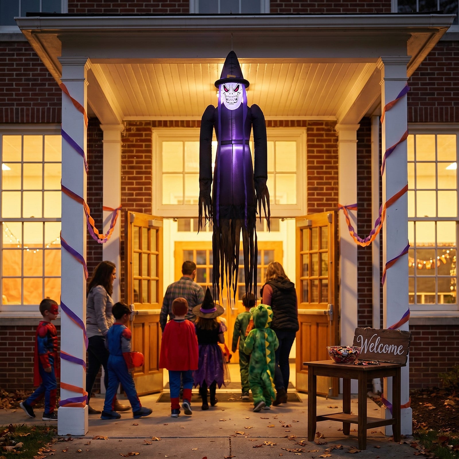 Breeins 182cm Blow-up Halloween Scary Witch Inflatable Decoration With Built-in Led Lights