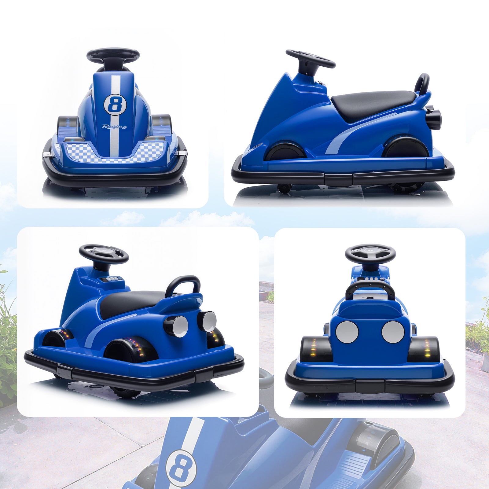 Electric Kids Bumper Car With 360 Degree Rotation Spin | Blue