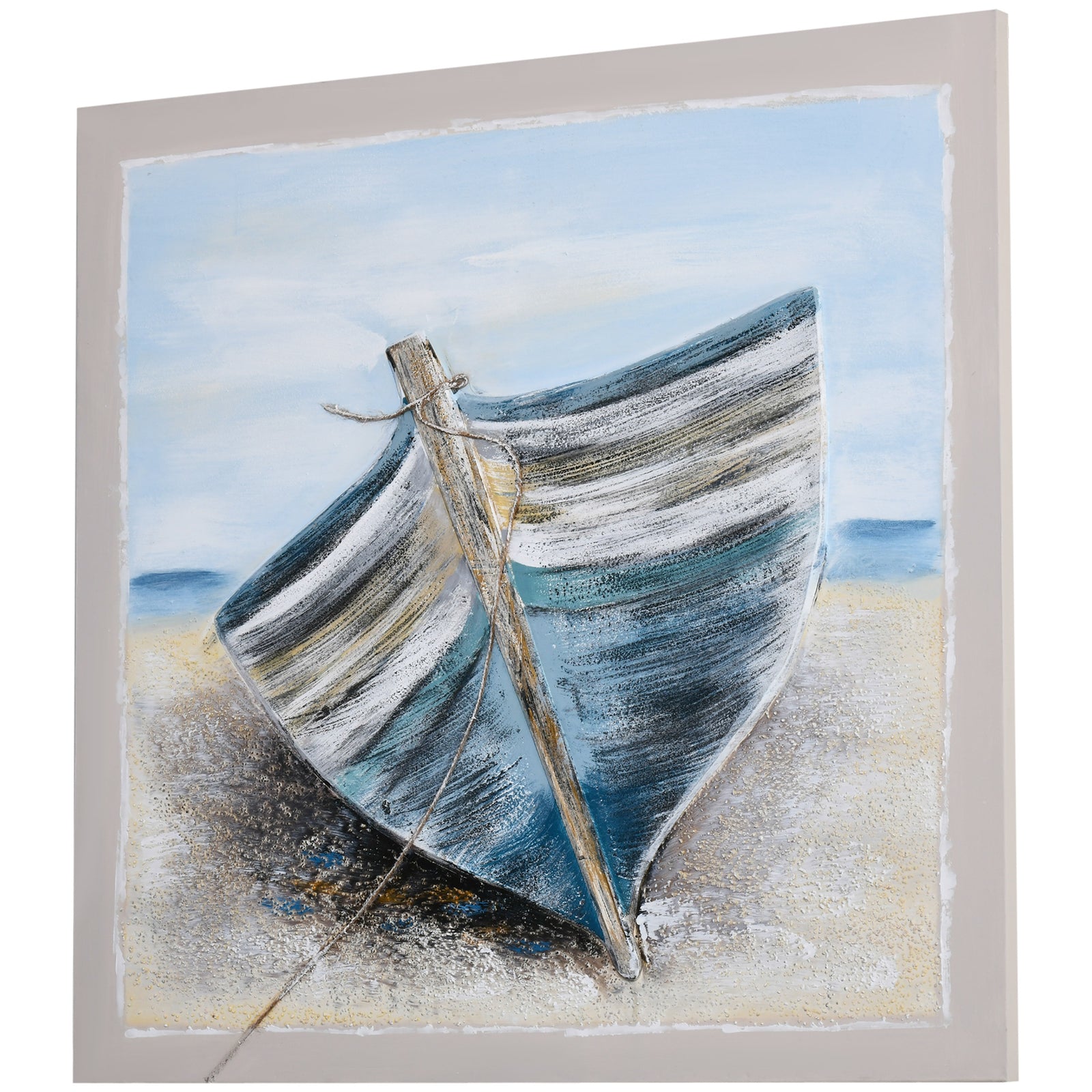Hand-painted Wall Art, Canvas Painting Artwork Beach Boat