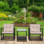 3pcs Rattan Rocking Set, Patio Bistro, Cushioned