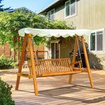 Swing Chair Swinging Wooden Hammock Garden Outdoor Canopy | Cream