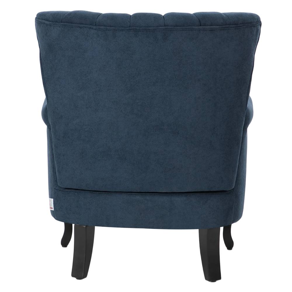 Elegant Chenille Armchair With Rubberwood Legs | Blue