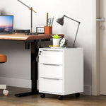 Modern 3-drawer Locking File Cabinet Mobile Filing Cabinet | White