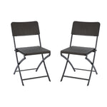 Set Of 2 Outdoor Rattan Plastic Folding Chairs Black/brown | One Size | Black