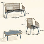 4 Piece Rattan Garden Furniture Set W/ Thick Cushions | Grey