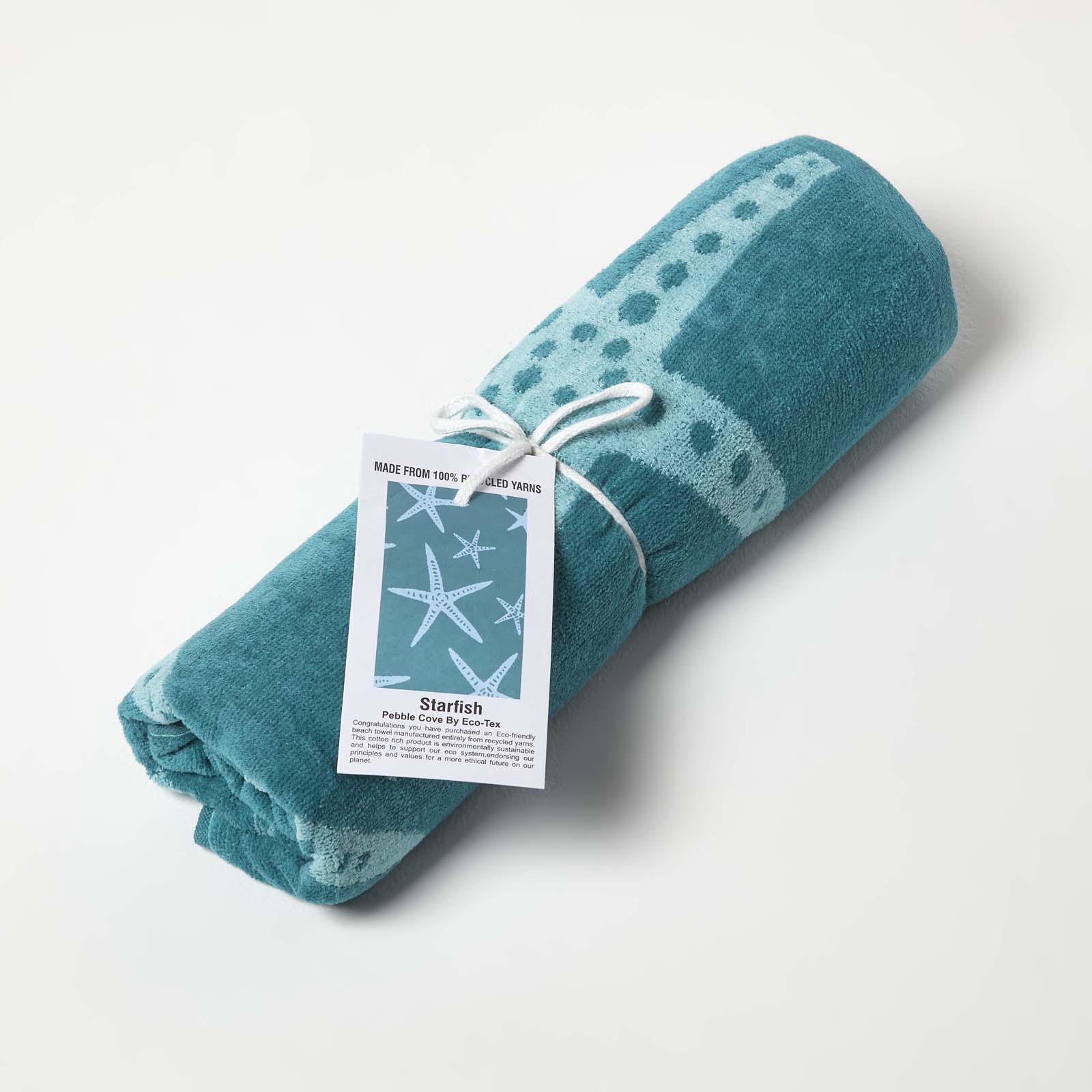 HOMESCAPES Blue Starfish 100% Recycled Cotton Beach Towel