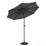 3m Outdoor Patio Parasol – Solar-powered Umbrella With 24 Led Lights, Tilt & Crank Handle, With Cement Base | One Size | Dark Grey