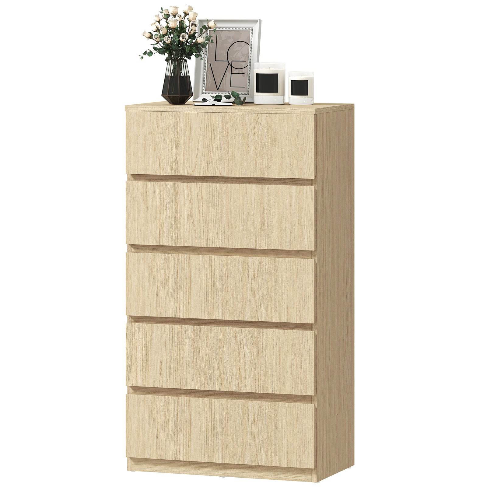 Bedroom Chest Of Drawers, 5 Drawers Dresser, Drawer Unit | Natural