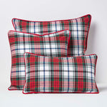 Tartan Check Cotton Cushion Cover | 30cm x 50cm | Red & White