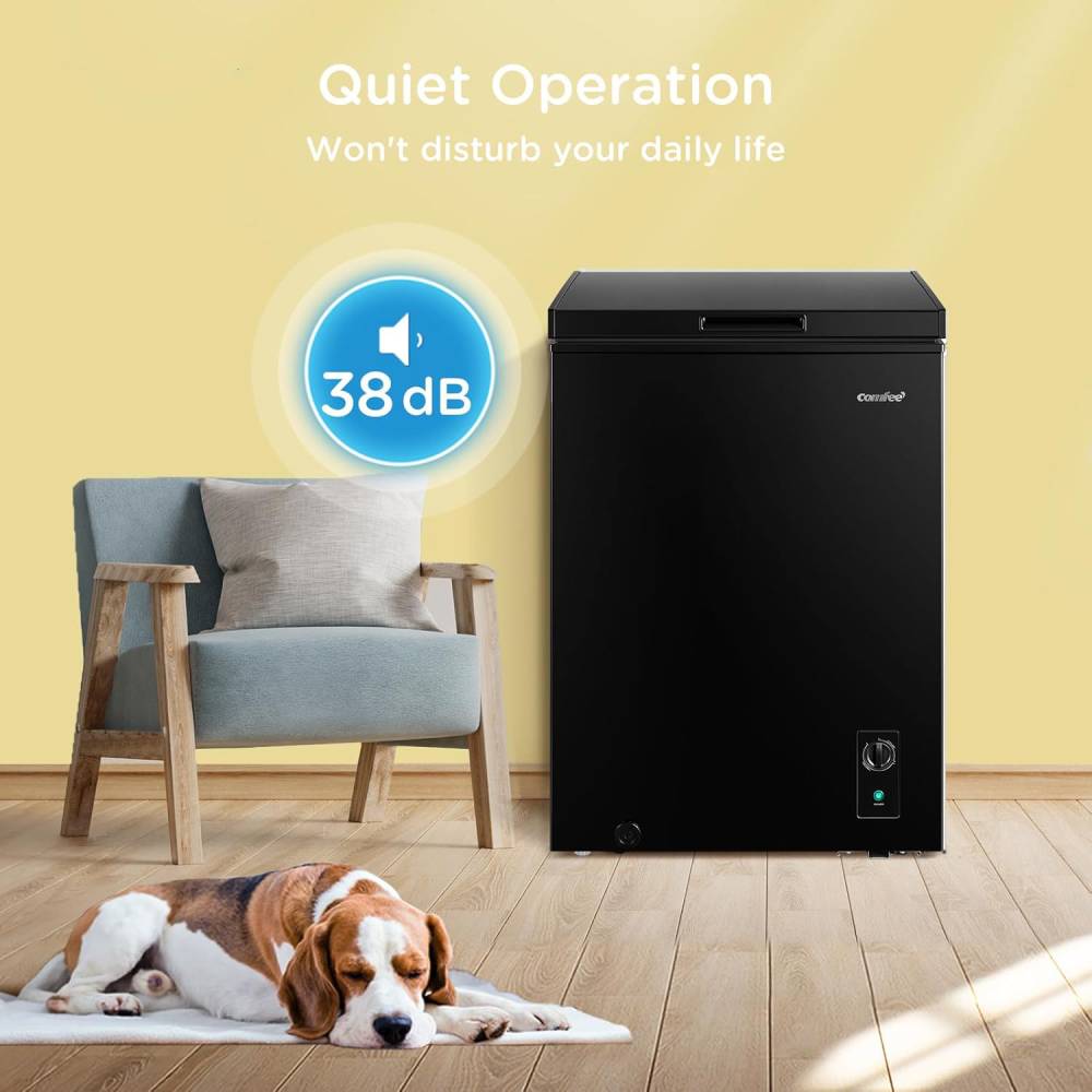 99l Freestanding Black Chest Freezer – Inverter Compressor, Led Light, Adjustable Temperature, Low Noise 38db