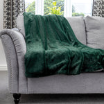 Blanket Throw Soft Faux Fur 160 X 130cm Fleece Overblanket Fluffy Blanket  For Sofa & Beds | L | Green