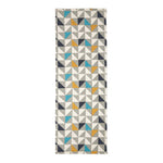 Copenhagen Blue, Yellow And Grey 100% Cotton Geometric Style Scandi Printed Rug | 200cm | Grey & White