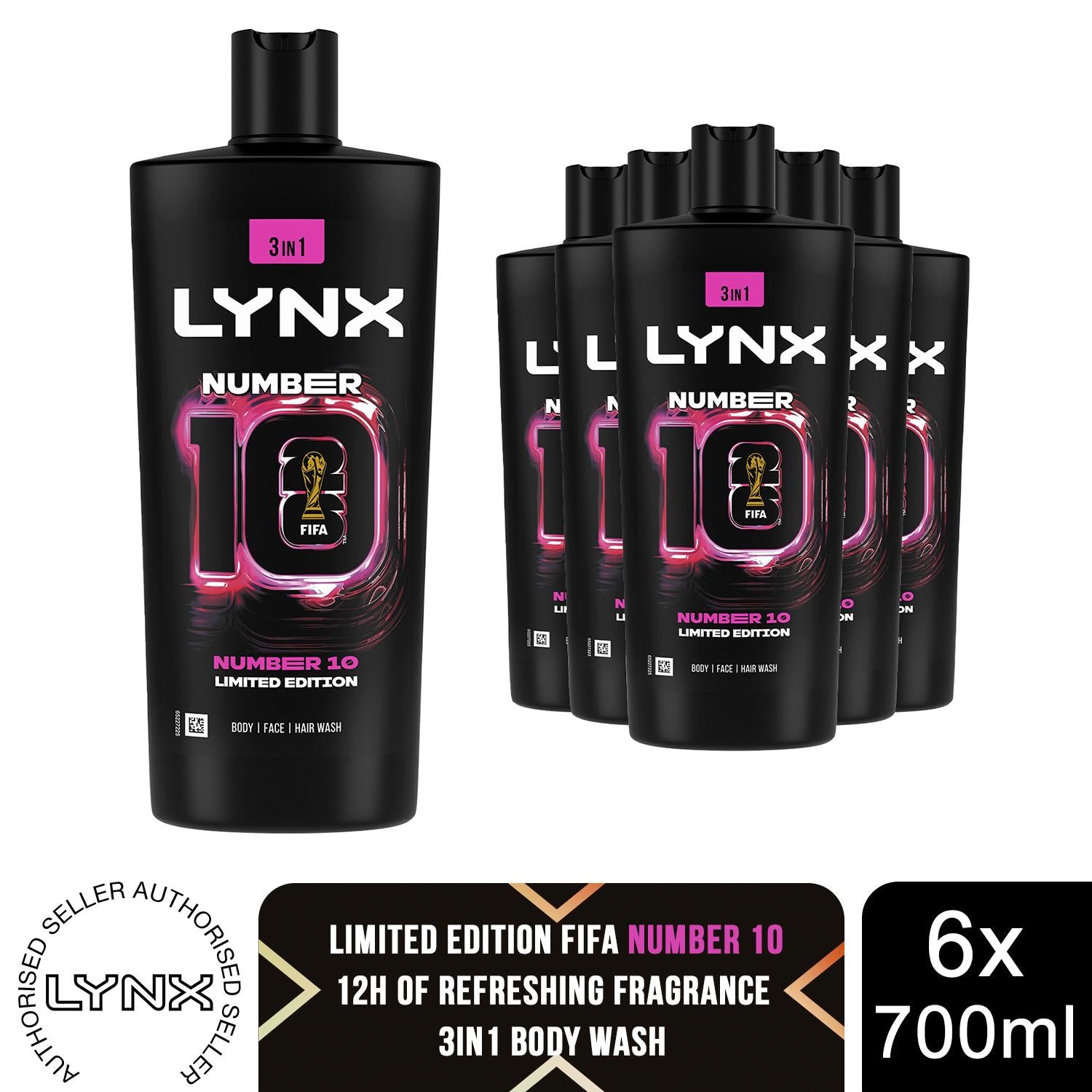 Fifa Limited Edition Number 10 Body Wash 3-in-1 Shower Gel Xl 700ml, 6 Pack