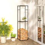 Outsunny Metal Firewood Log Holder, Firewood Rack