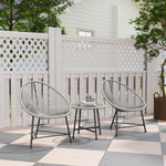 Rattan Bistro Set, Cushioned Acapulco Chairs, Glass Table | Gray