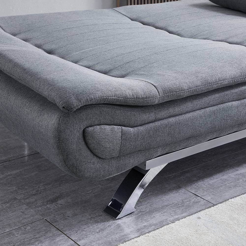 Linen Fabric 2-seat Convertible Sofa Bed With Pillows