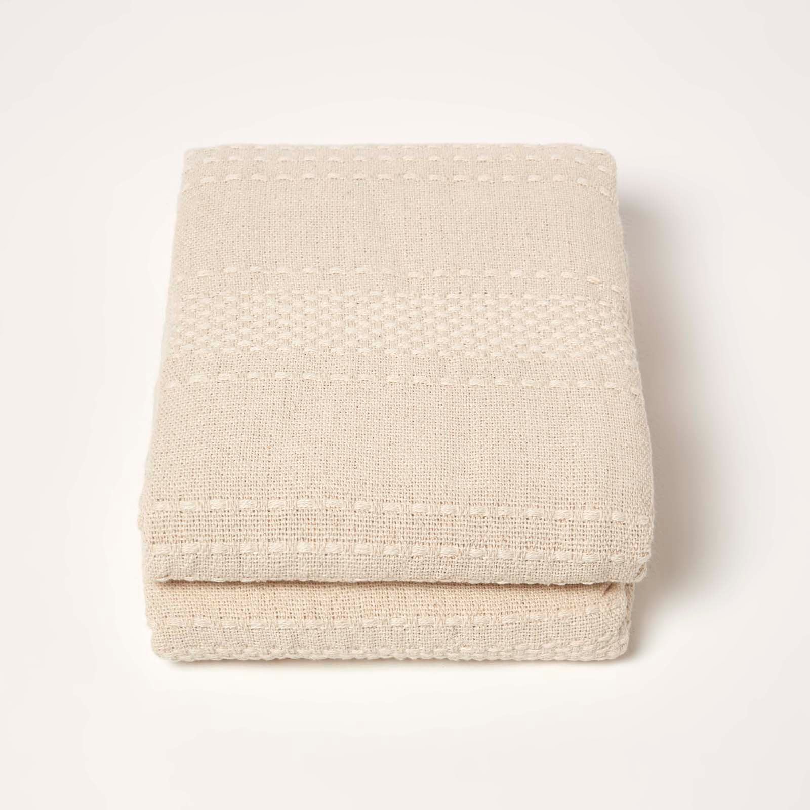 Kashi Cotton Throw With Tassels | 225cm x 255cm | Natural
