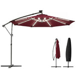 3 M Garden Cantilever Parasol With Solar Light, Rotation | Red