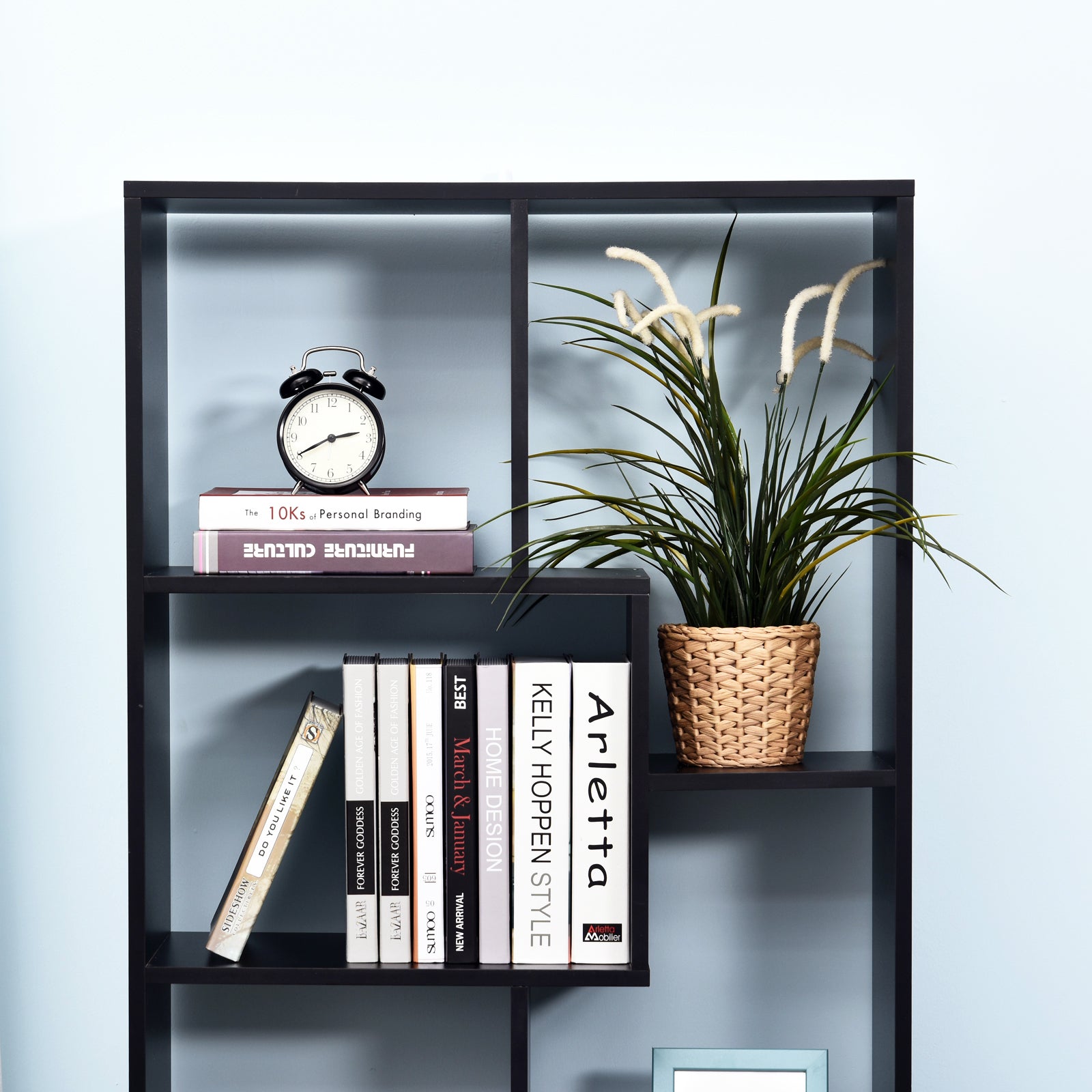 Multipurpose 8 Grid Bookshelf Decorative Shelf | One Size | Black