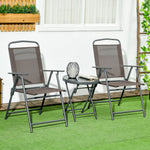 Patio Bistro Set Folding Chairs & Coffee Table For Balcony | Brown
