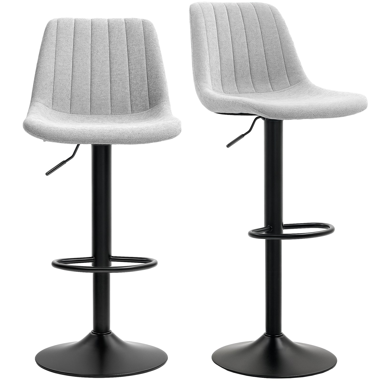 Bar Stools Set Of 2 Adjustable Swivel With Backrest | One Size