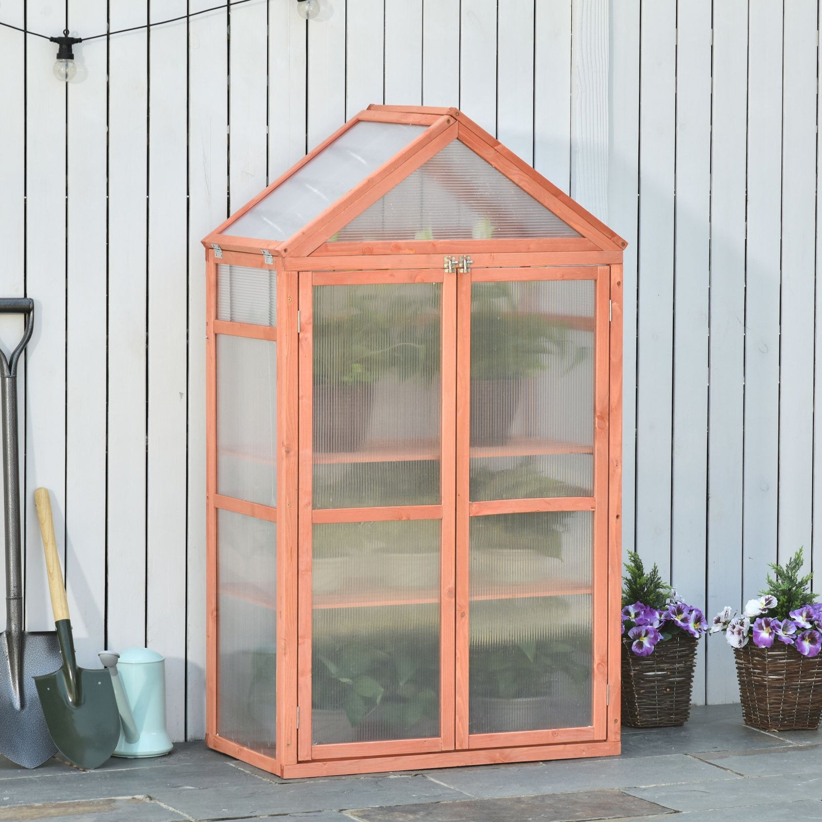 80x47x138cm Wooden Cold Frame Greenhouse