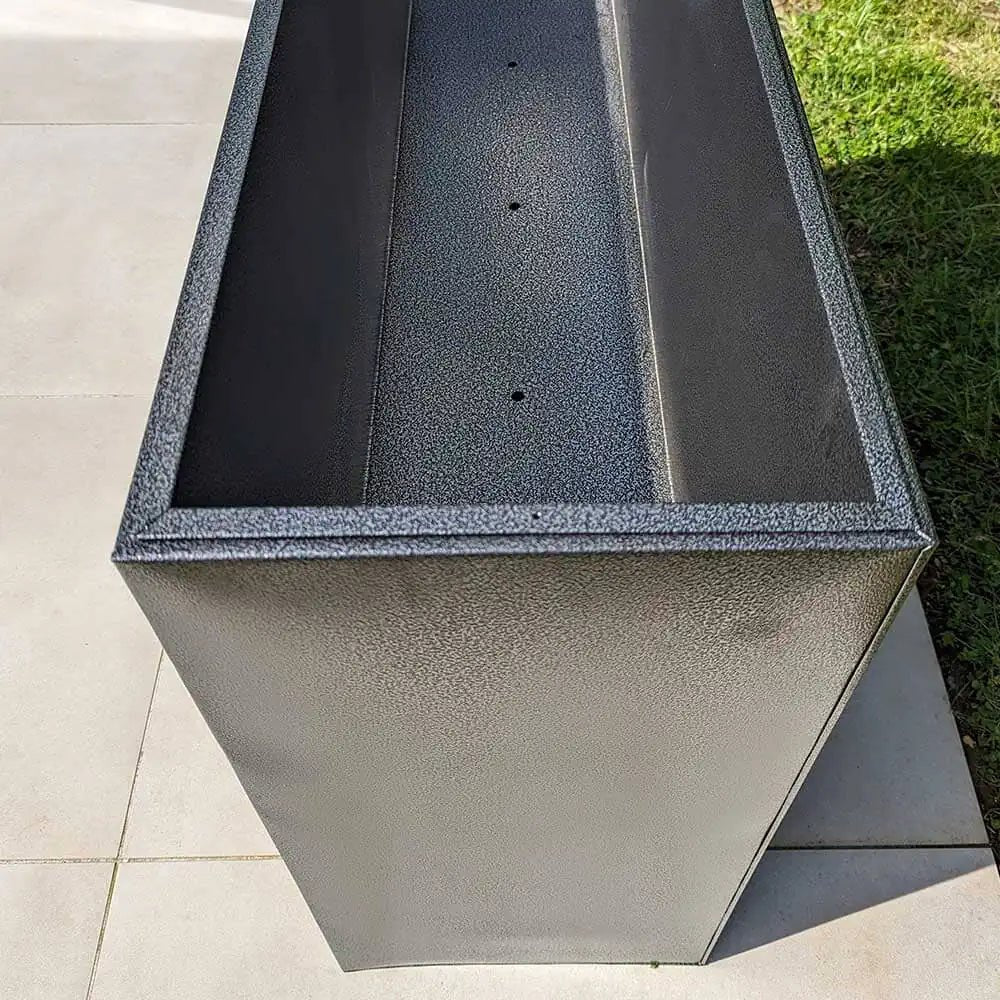 Long Zinc Galvanised Tall Trough Planter | 90cm x 30cm x 60cm | Silver Black