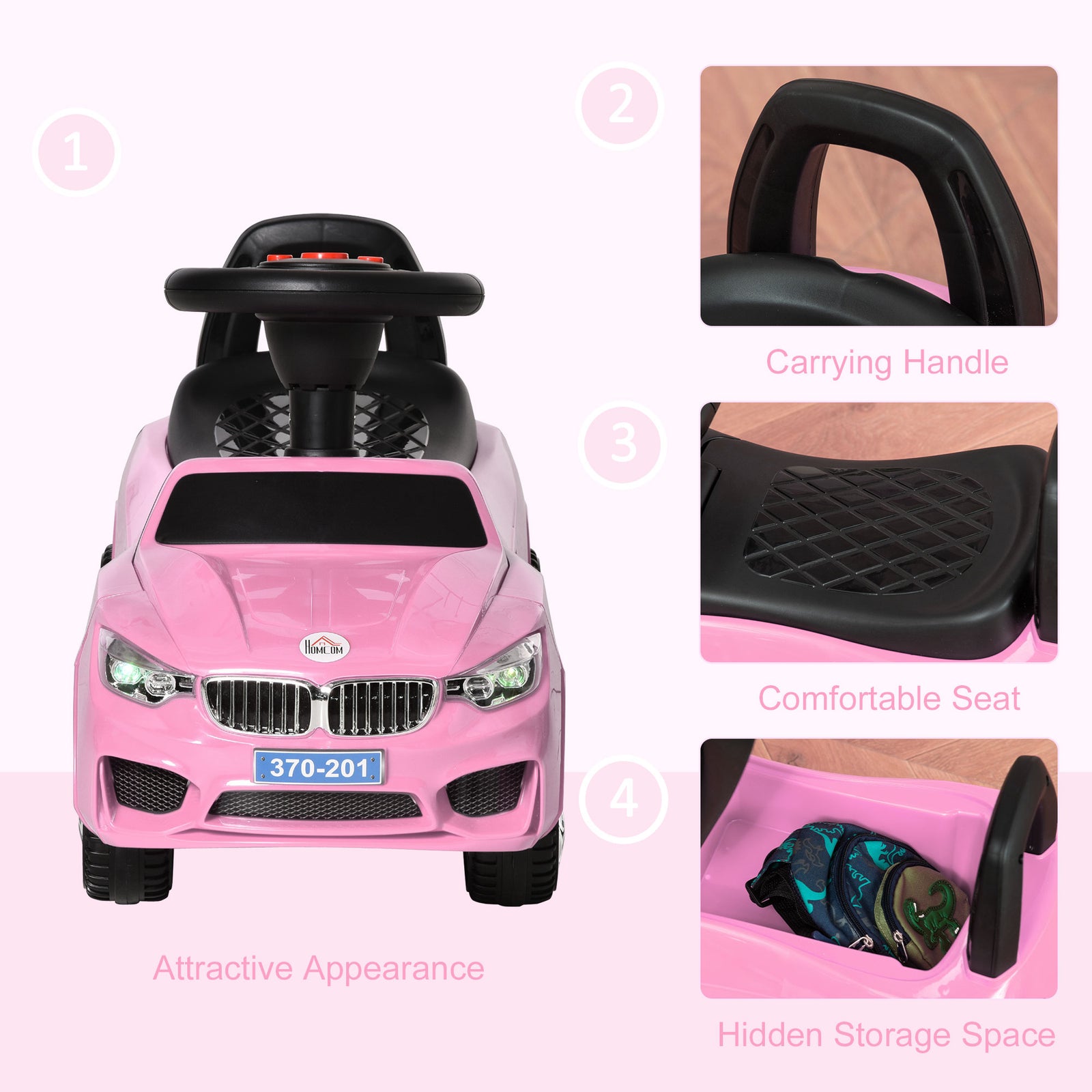 Ride On Car Baby Toddler Walker Foot To Floor Sliding Car Slider | Pink