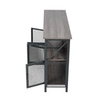 Industrial Wine Bar Cabinet With Metal Frame | Black & Grey