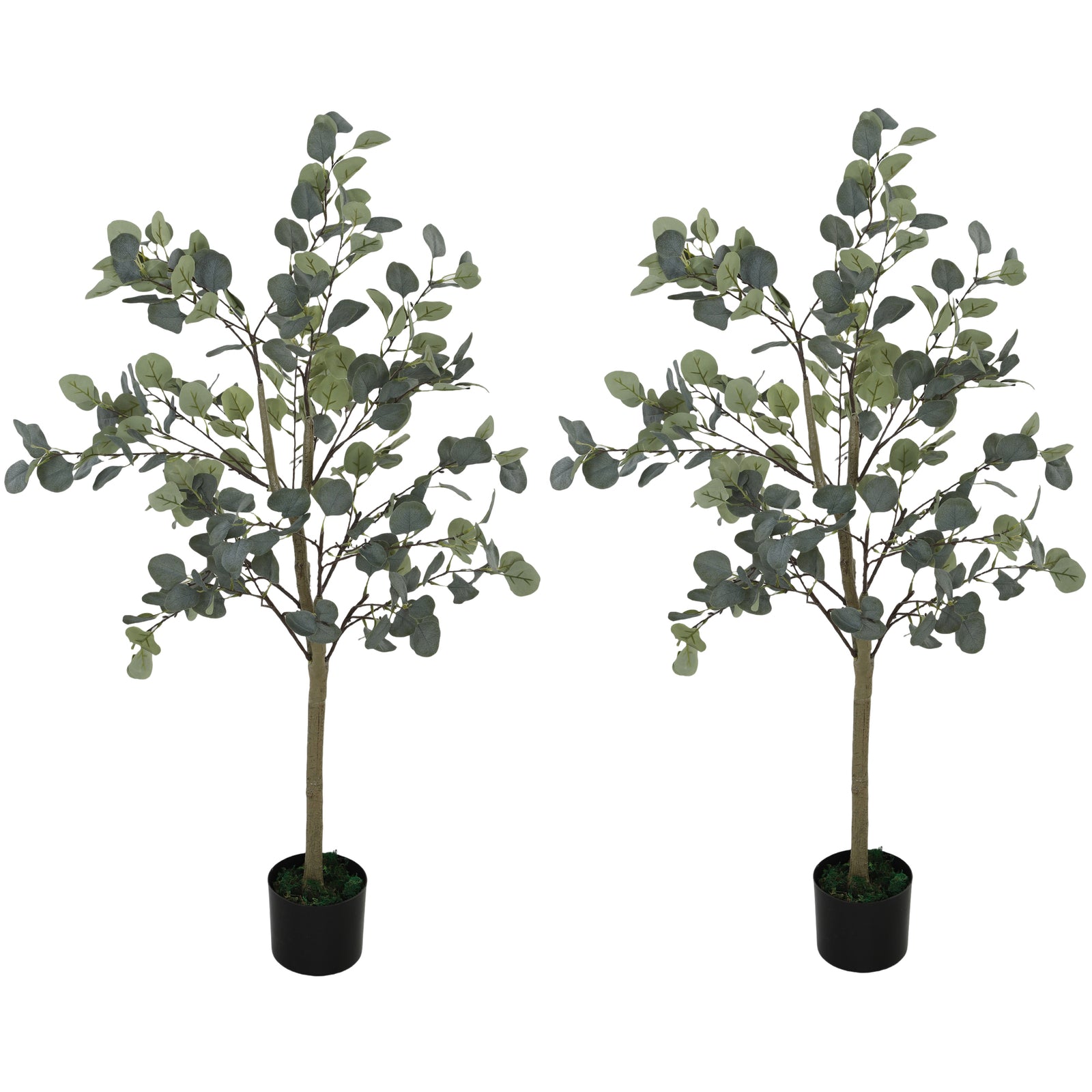 HOMCOM 2 Pack Artificial Plants, Faux Silk Eucalyptus Trees