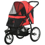 3 Wheel Pet Stroller, For Medium Small Dogs, Foldable Cat Pram | Red