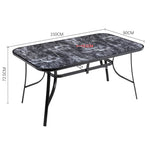 Garden Tempered Glass Square Table With Set Of 4 Pe Rattan Chairs | Large | Black