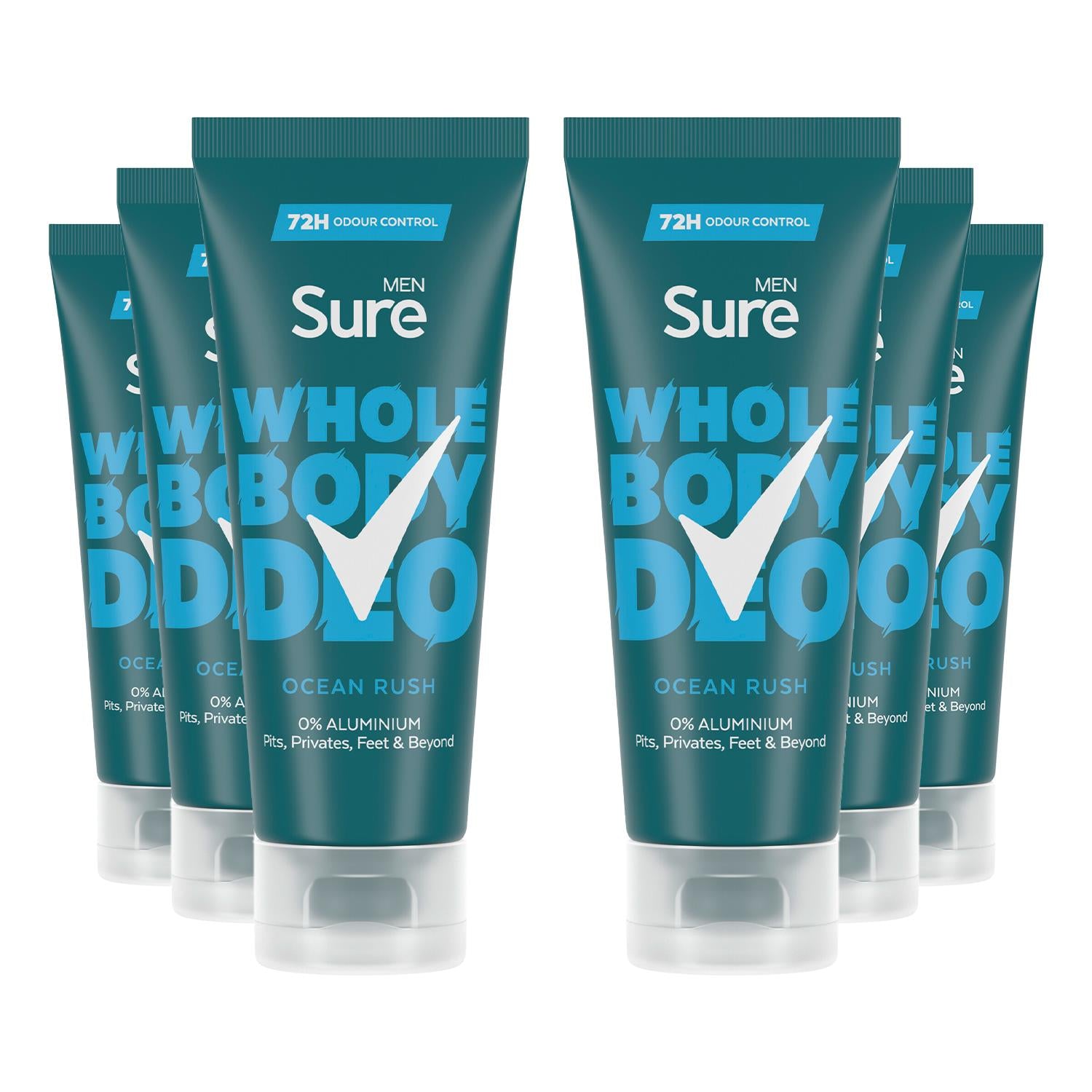 Men Whole Body Deodorant Cream Ocean Rush With 72h Odour Control 75ml, 6 Pk | Set-of-6