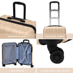 Set Of 3 Hard Shell Suitcases Overhead Carry On Cabin Bag & Check In 20kg+ Medium And Large Bag. | Set of 3 | Champagne