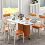 Folding Dining Table, Mobile Desk, Casters, Teak